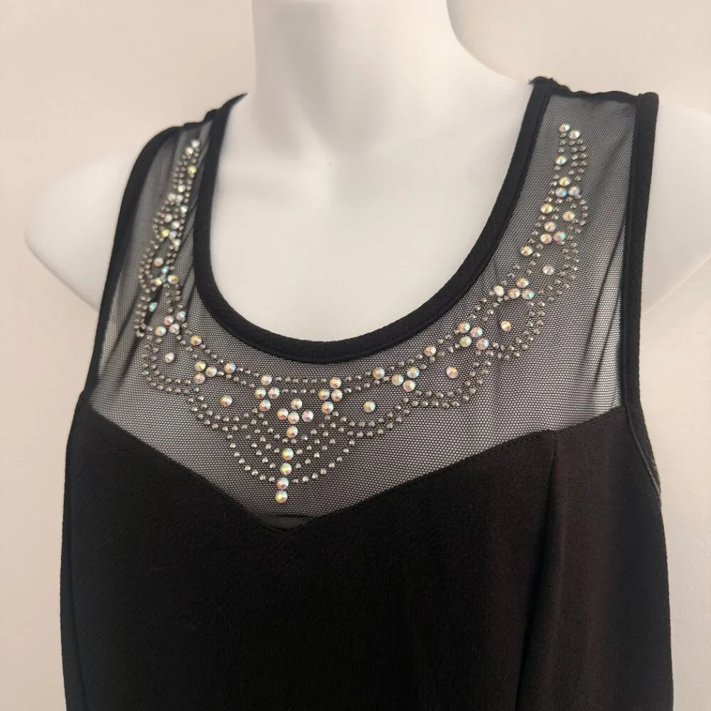 Black Rhinestone Mesh Peplum Dress | Size L/G - Picture 8 of 9